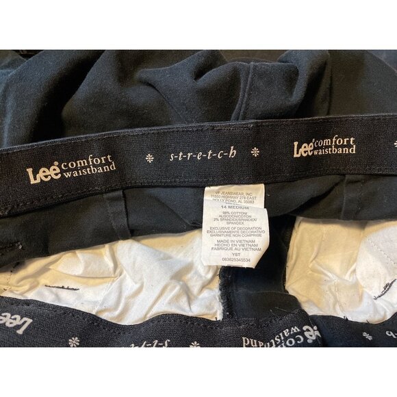 Lee Comfort Waistband Black Stretch Flat Front Pants Sz 14 - Picture 6 of 13
